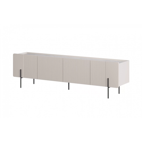 Szafka RTV Malmi 200 cm - kaszmir / crema bianca / czarne nóżki